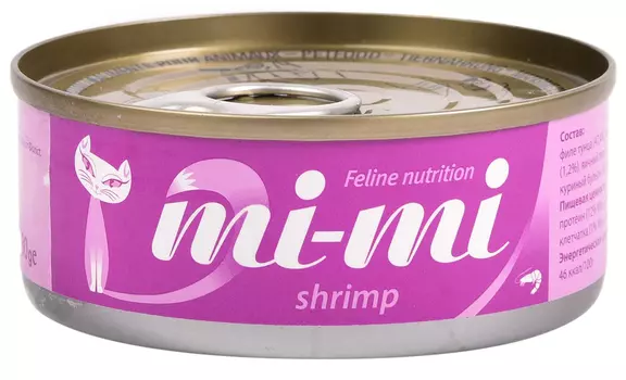 Mi-mi для кошек и котят с тунцом и креветками в желе (80 гр)