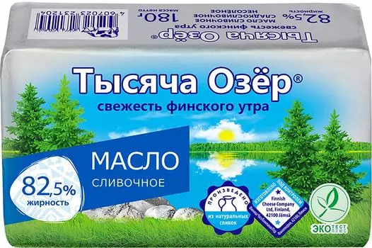 Масло сладко-сливочное Тысяча Озер 82.5% 180г