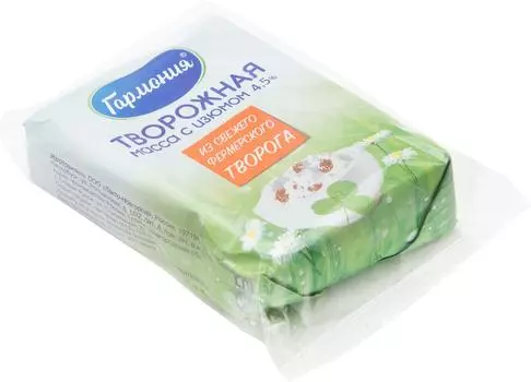 Масса творожная Гармония с изюмом 4.5% 180гс доставкой!