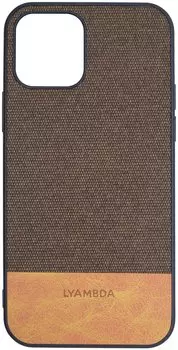 Чехол-накладка Lyambda Calypso для смартфона Apple iPhone 12/12 Pro, текстиль, коричневый (LA03-1261-BR)