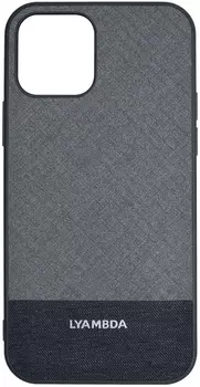 Чехол-накладка Lyambda Europa для смартфона Apple iPhone 12/12 Pro, пластик, ткань, серый (LA05-1261-GR)