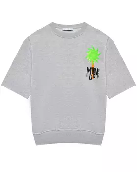 Свитшот с логотипом принт пальмы, серый MSGM