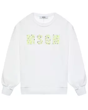 Свитшот с логотипом вышитым бусинками, белый MSGM