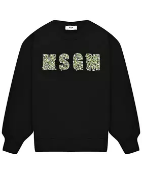 Свитшот с логотипом вышитым бусинками, черный MSGM
