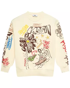 Свитшот с разноцветным принтом, бежевый MSGM