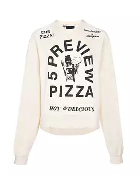 Толстовка молочного цвета с принтом "PIZZA5PREVIEW" 5 Preview