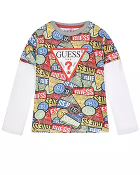 Толстовка со сплошным принтом "значки" Guess детская