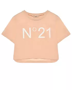 Укороченная футболка с белым лого No. 21