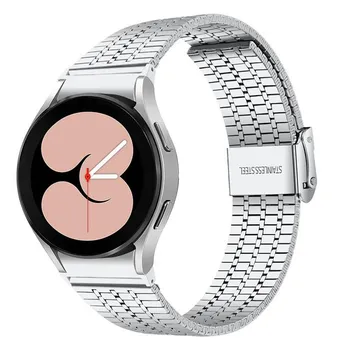 Классический ремешок из нержавеющей стали для Samsung Galaxy Watch 4 Band 40 мм 44 мм 46 мм 42 мм без зазоров для Galaxy Watch 4/20 мм, браслет из звеньев galaxy watch 4 44mm серебряный