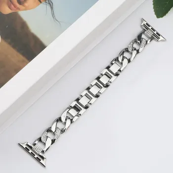 Крутая женская металлическая цепочка, совместимая с ремешками для Apple Watch Series 8/7/6/SE/5/4, сменный браслет для регулировки, подарок для нее 38mm 40mm 41mm розового золота