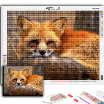 5D Diy Алмазная картина Животное Лиса Вышивка крестиком Полный Алмазная вышивка Мозаика Full Round 20X30CM