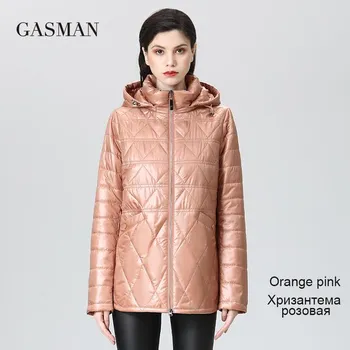 GASMAN 2022, новинка, весенне-осенние куртки, короткие модные женские пальто на молнии, легкая теплая женская куртка, верхняя одежда с капюшоном 81071 M чёрный