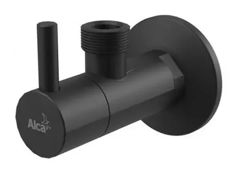 Вентиль AlcaPlast ARV003-BLACK угловой 1/2" x 1/2" круглый, черный матовый