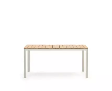 Bona Уличный стол из алюминия в белой отделке и тикового дерева 160 x 90 см