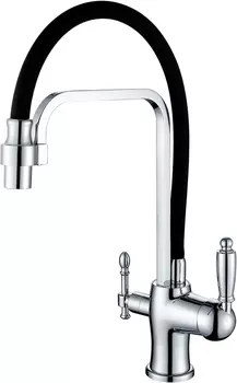 Смеситель для кухни Zorg Sanitary ZR 342-6 YF с гибким изливом и подключением фильтра хром, черный