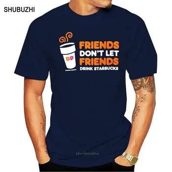 Dunkin Donuts Don t Let Drink Brown T Shirt мужская футболка летняя брендовая футболка европейского размера XS