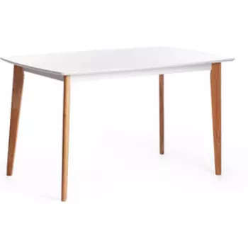 TetChair Стол обеденный Claire дерево гевея мдф 135x80x75 см, white (белый) / natural (натуральный)