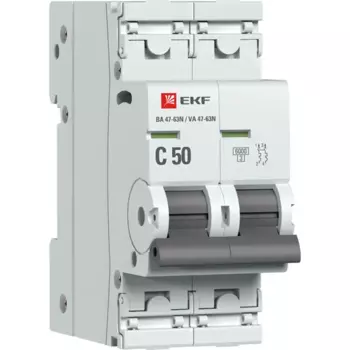 Автоматический выключатель EKF Proxima ВА47-63 2P N C50 А 6 кА
