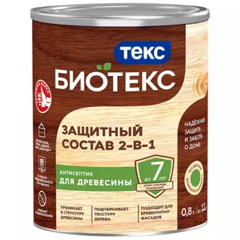 Антисептик защитно-декоративный лессирующий Текс Bioteks 2 в 1 прозрачный 0.8 л