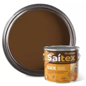 Антисептик защитно-декоративный Saitex Lux полуглянцевый орех 3 л