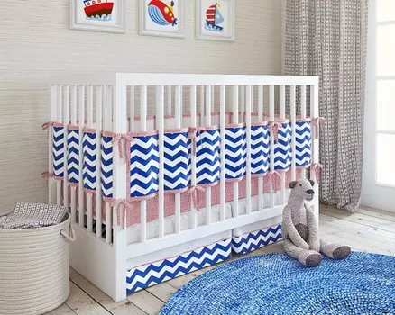 Набор постельного белья для новорожденного – ZigZag, 5 предметов, navy