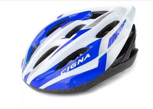 Шлем велосипедный Cigna WT-040, чёрный/синий/белый
