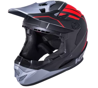 Шлем Full Face DH/BMX KALI Zoka, 6 отверстий, Mat Blk/Red/Gry (черный-красный-серый), ABS