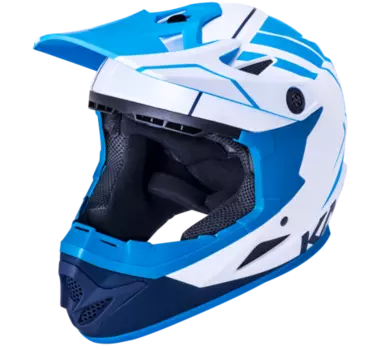 Шлем Full Face DH/BMX KALI Zoka YOUTH, 6 отверстий, Mat Wht/Blu/Nvy (белый-синий-голубой), ABS