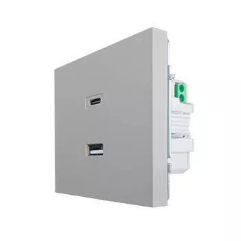 розетка LEZARD Zima TC+USB разъём серый матовый