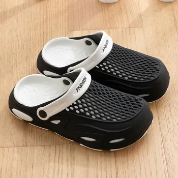 Crocs — это летняя повседневная мужская пара пляжных нескользящих шлепанцев в форме горшка для летнего ношения 38 темно-синий