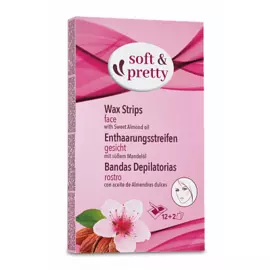 Восковые полоски для депиляции лица с маслом сладкого миндаля 12 шт Soft&amp;Pretty