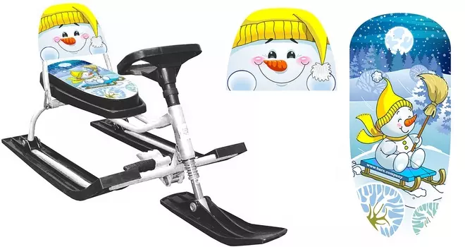 Снегокат Барс 130 Comfort Снеговик белый