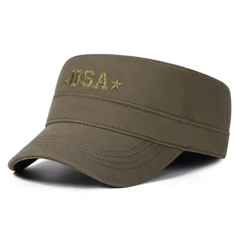 Бейсболка с вышивкой Four Seasons Flat Cap для мужчин темно-синий