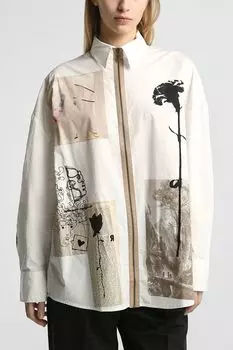 Рубашка хлопковая на молнии с принтом Desigual