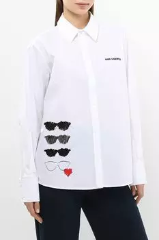 Рубашка хлопковая с принтом Karl Lagerfeld