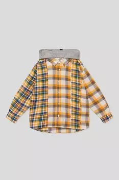 Рубашка хлопковая в клетку с капюшоном Benetton