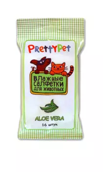 PrettyCat универсальные влажные салфетки для лап, глаз и ушей (1*16 шт)
