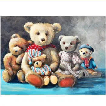 Полный 5D Diy Алмазная картина Медведь Куклы Мозаика Вышивка Крестом Домашний Декор Подарок ручной работы 20X25CM