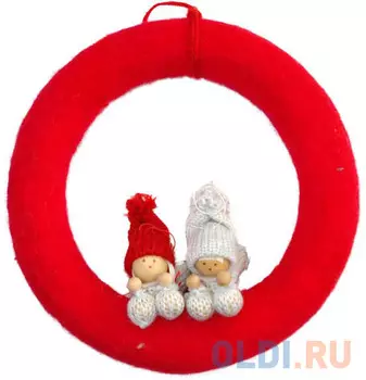 Елочные украшения Winter Wings "Снеговички в круге" 20 см 1 шт красный полиэстер