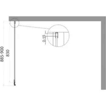 Боковая стенка BelBagno Acqua 90х195 прозрачная, черный (ACQUA-90-FIX-C-NERO)