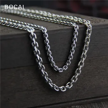 Ожерелье с крестом BOCAI из настоящего серебра S925 пробы для мужчин и женщин, длинная цепочка на свитер, бижутерия, оптовая продажа