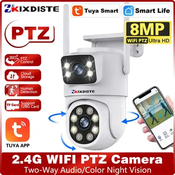 Беспроводная камера видеонаблюдения Tuya 4K, 8 Мп, PTZ, Wi-Fi