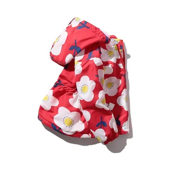 Meanbear Spring and Autumn European and American Boys and Girls Long Sleeve Waist Closing Hooded Waterproof Windbreaker Coat 140