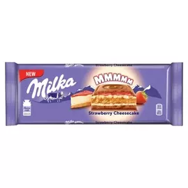 Шоколад Milka Cheesecake с клубничной начинкой и печеньем,300г