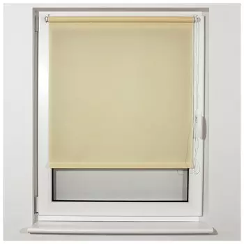 Штора рулонная BRABIX 120х175 см, текстура - лён, защита 55-85%, 200 г/м2, кремовый S-21