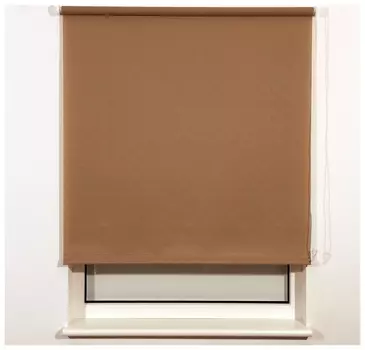 Штора рулонная BRABIX 140х175 см, текстура - лён, защита 55-85%, 200 г/м2, темно-беж.S-36
