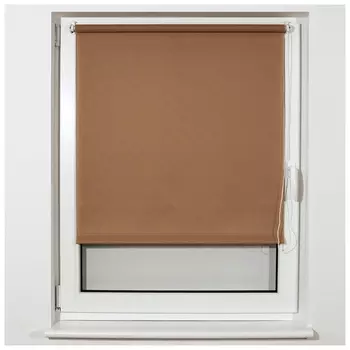 Штора рулонная BRABIX 80х175 см, текстура - лён, защита 55-85%, 200 г/м2, темно-беж.S-36