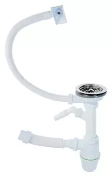 Сифон для мойки Akvater, 3 1/2", прямоуг. перелив, отвод для стир. машины, с гофрой 40/50 мм