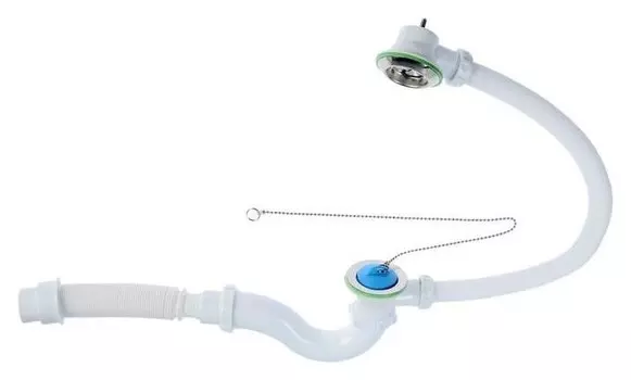 Сифон для ванны Akvater, 1 1/2" х 40 мм, с выпуском и переливом, с гофрой 40х40/50 мм