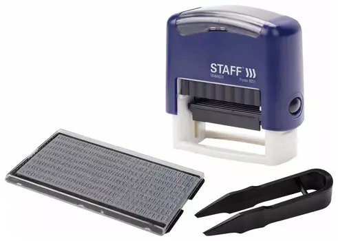 Штамп самонаборный 3-строчный Staff, оттиск 38х14 мм, "Printer 8051", касса В комплекте, 237423